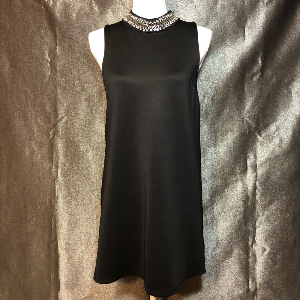 Topshop Black Sleeveless Jewel Neck Dress